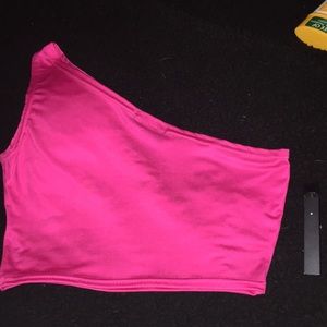HOT PINK ONE SHOULDER CROP TOP